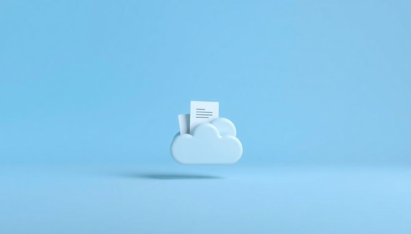 동기화 해제 후 파일이 삭제된 것이 아니라 클라우드로 이동된 것을 나타내는 컴퓨터 바탕화면과 클라우드 모양의 저장소로 파일이 이동하는 부드러운 3D 렌더링 이미지