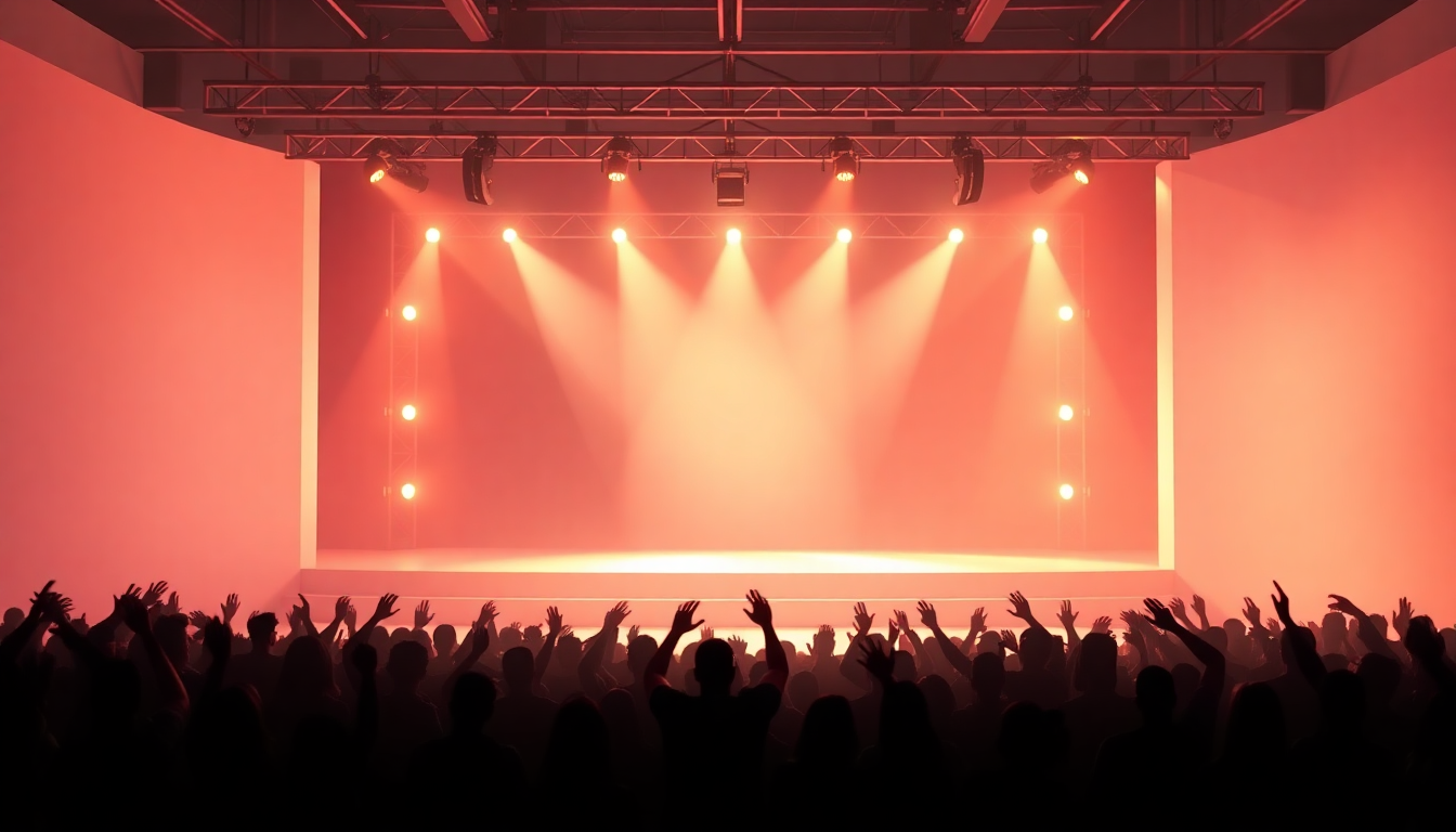 2023 네티즌 어워즈 시상식 현장 분위기를 나타내는 라이브 무대와 조명이 환하게 빛나는 3D 이미지
