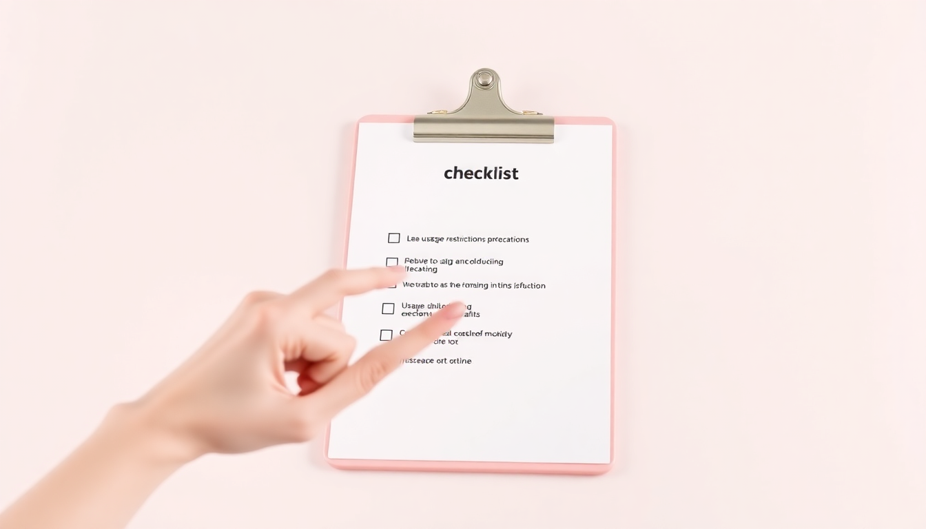 문화복지카드 사용 불가 업종과 주의사항을 나타내는 체크리스트와 손가락이 가리키는 3D 매트 플라스틱 질감 클립보드