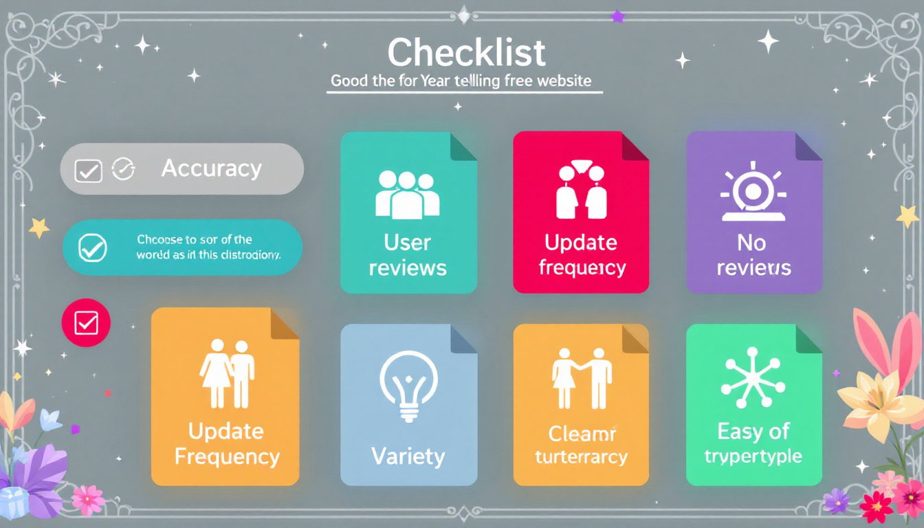 2026 신년운세 무료사이트 선정 기준을 나타낸 체크리스트 인포그래픽