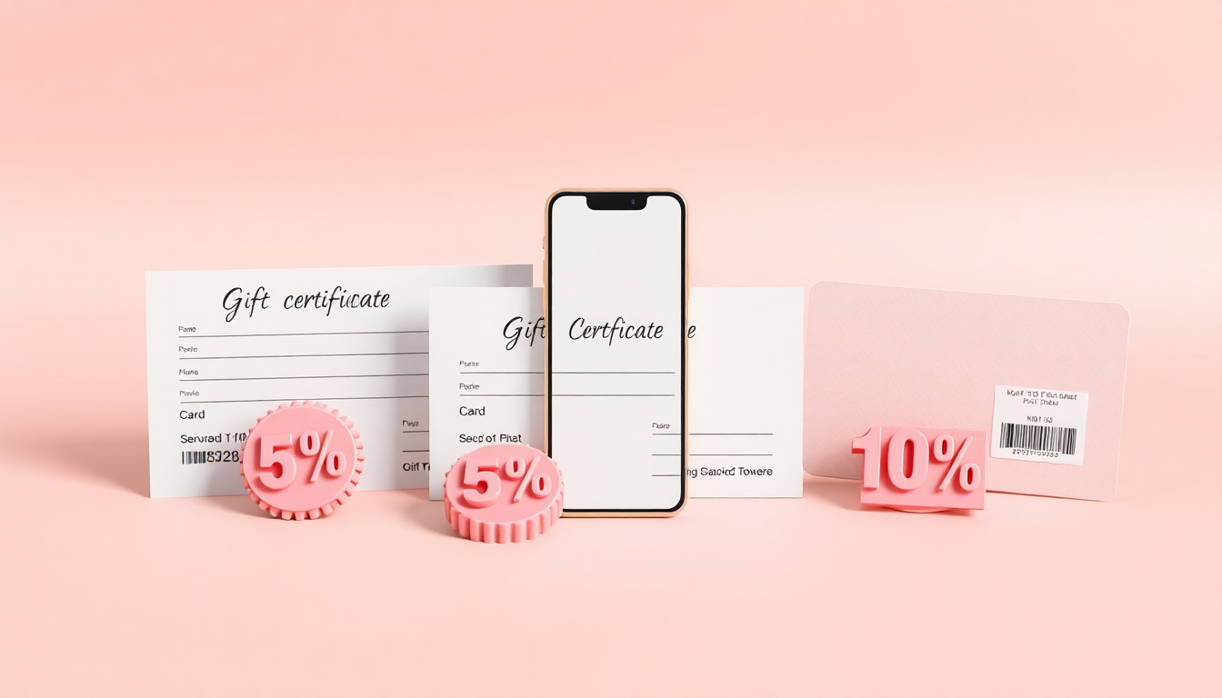 온누리상품권의 유형과 각기 다른 할인율을 보여주는 부드럽고 세련된 3D 렌더링 이미지