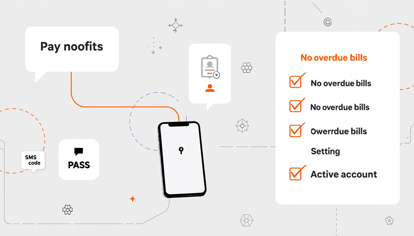 휴대폰 소액결제 한도 변경 전 준비사항을 나타내는 스마트폰, 본인인증 수단, 미납 요금 확인 체크리스트 이미지