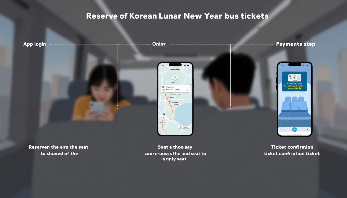 설날 고속버스 예매 5단계 과정 일러스트
