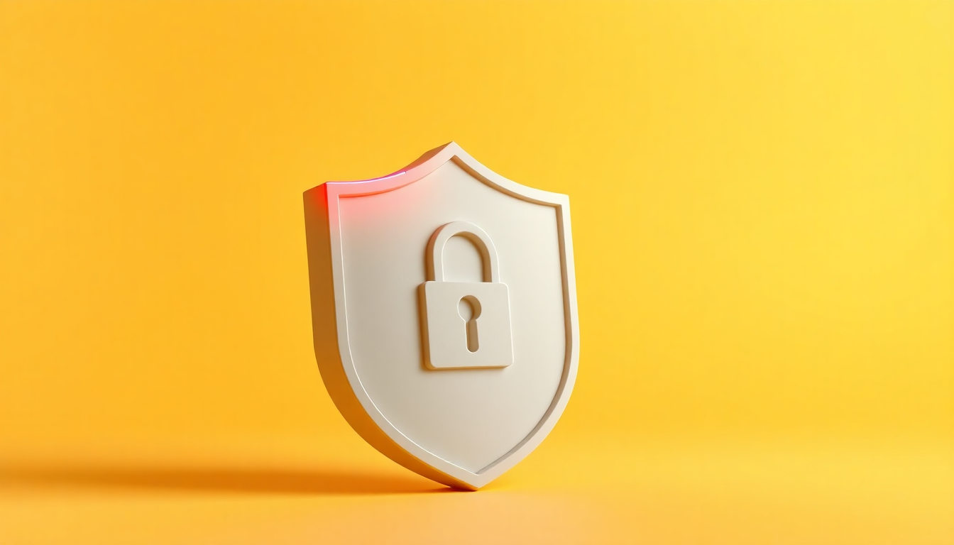 무단 결제 신고 및 보호를 상징하는 방패와 잠금 아이콘을 클레이 질감으로 표현한 이미지