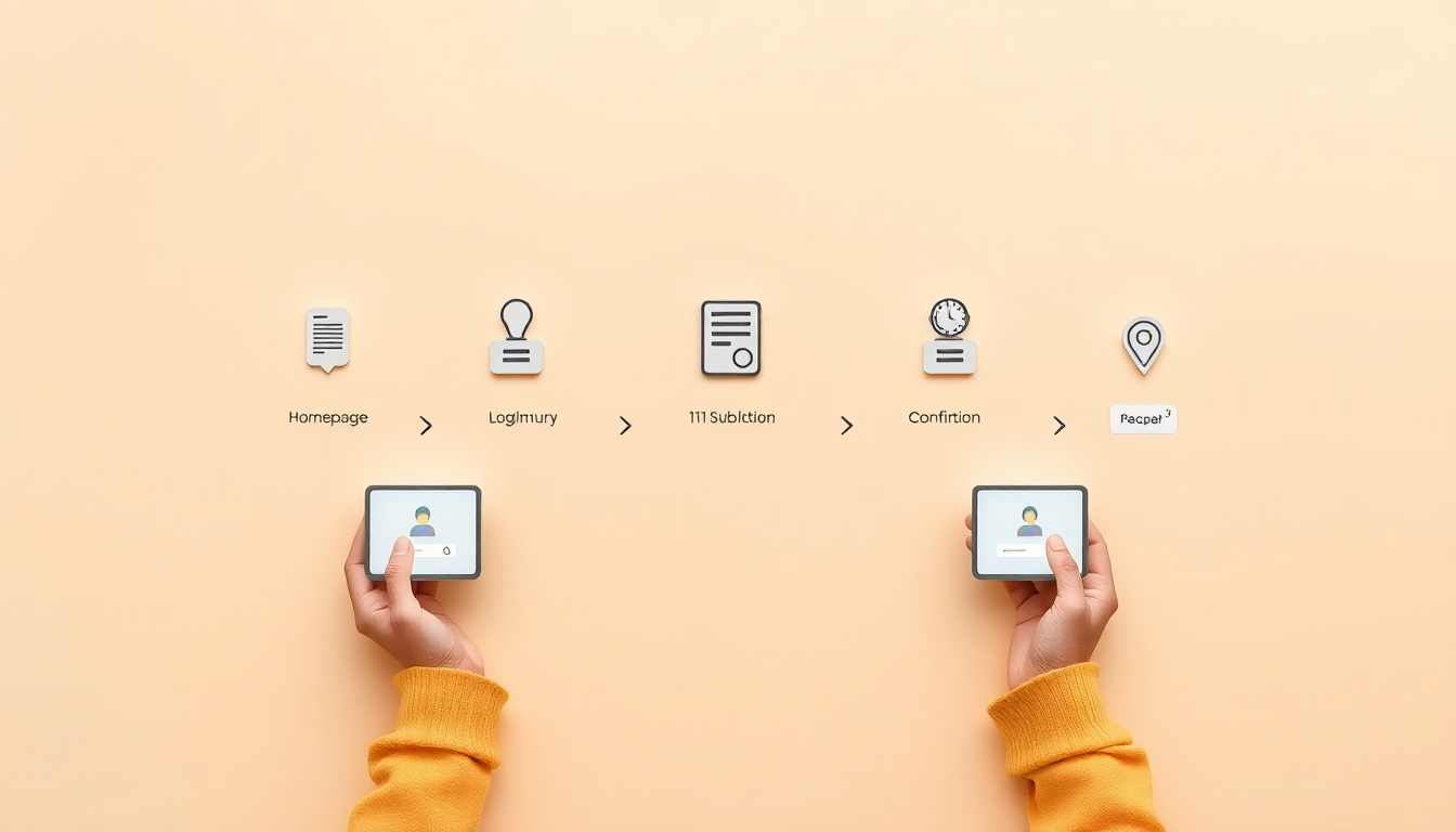 단계별 공식 해지 절차를 시각화한, 손이 디지털 아이콘을 순서대로 배치하는 부드러운 3D 플라스틱 재질의 현대적인 이미지