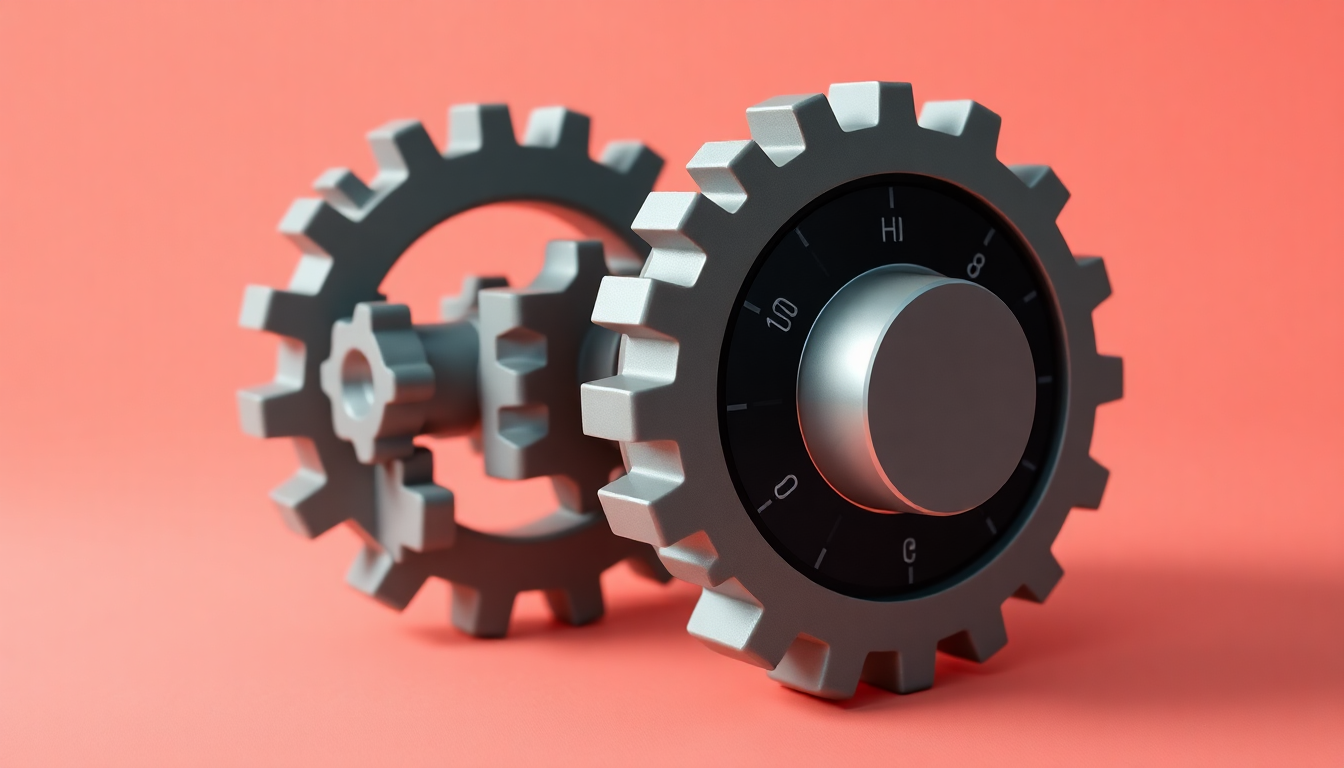 국민연금 구조개혁의 핵심을 나타내는, 맞물린 기어와 제어 다이얼이 있는 시스템 개혁 장면