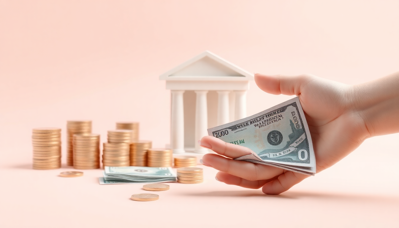 해외주식 거래 시간별 수수료와 환전 전략을 상징하는 외화와 동전, 은행 카운터와 신용카드를 부드러운 클레이와 매트 플라스틱 질감의 3D 렌더링으로 보여줌