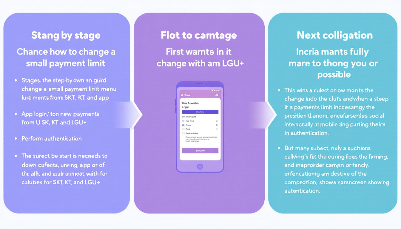 휴대폰 소액결제 한도 변경 3단계를 보여주는 앱 사용 단계별 과정 이미지