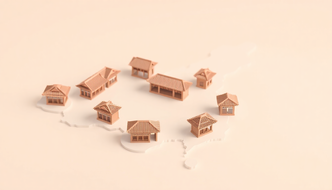 전주, 대전, 대구, 울산, 춘천 등 주요 지역별 온누리상품권 가맹점 대표 전통시장 모습을 클레이 느낌으로 표현한 이미지