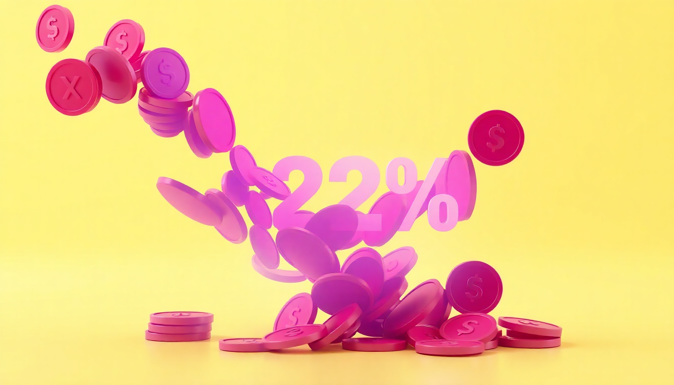 미국 주식 22% 세금 계산 과정을 투명한 필터를 통과하는 돈의 흐름과 함께 빨간색 동전 필터링으로 시각화한 이미지