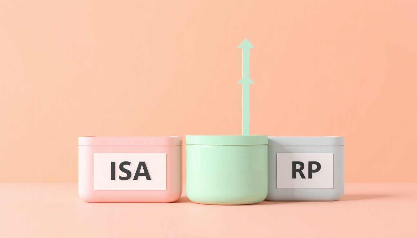 세금 혜택 계좌인 ISA와 IRP 계좌를 부드럽고 현대적인 3D 렌더링으로 표현하여 성장과 절세 혜택을 상징적으로 보여주는 이미지