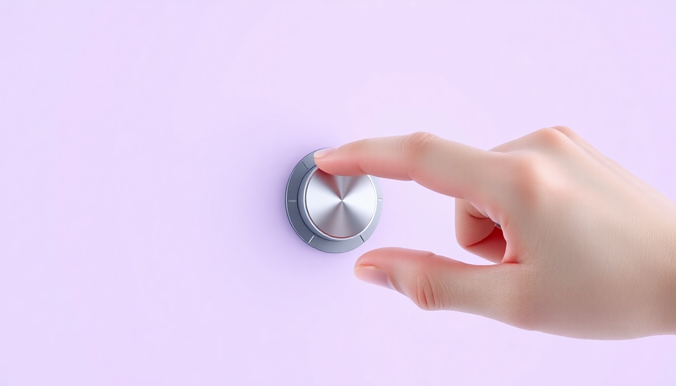 브라우저 설정 초기화 다이얼을 돌려 기본값으로 되돌리는 손의 모습을 부드러운 3D 매트 플라스틱 질감으로 표현한 이미지