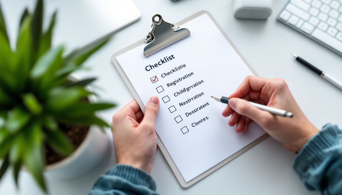 어린이집 입소 신청 5단계 과정을 체크리스트 형태로 나타낸 이미지