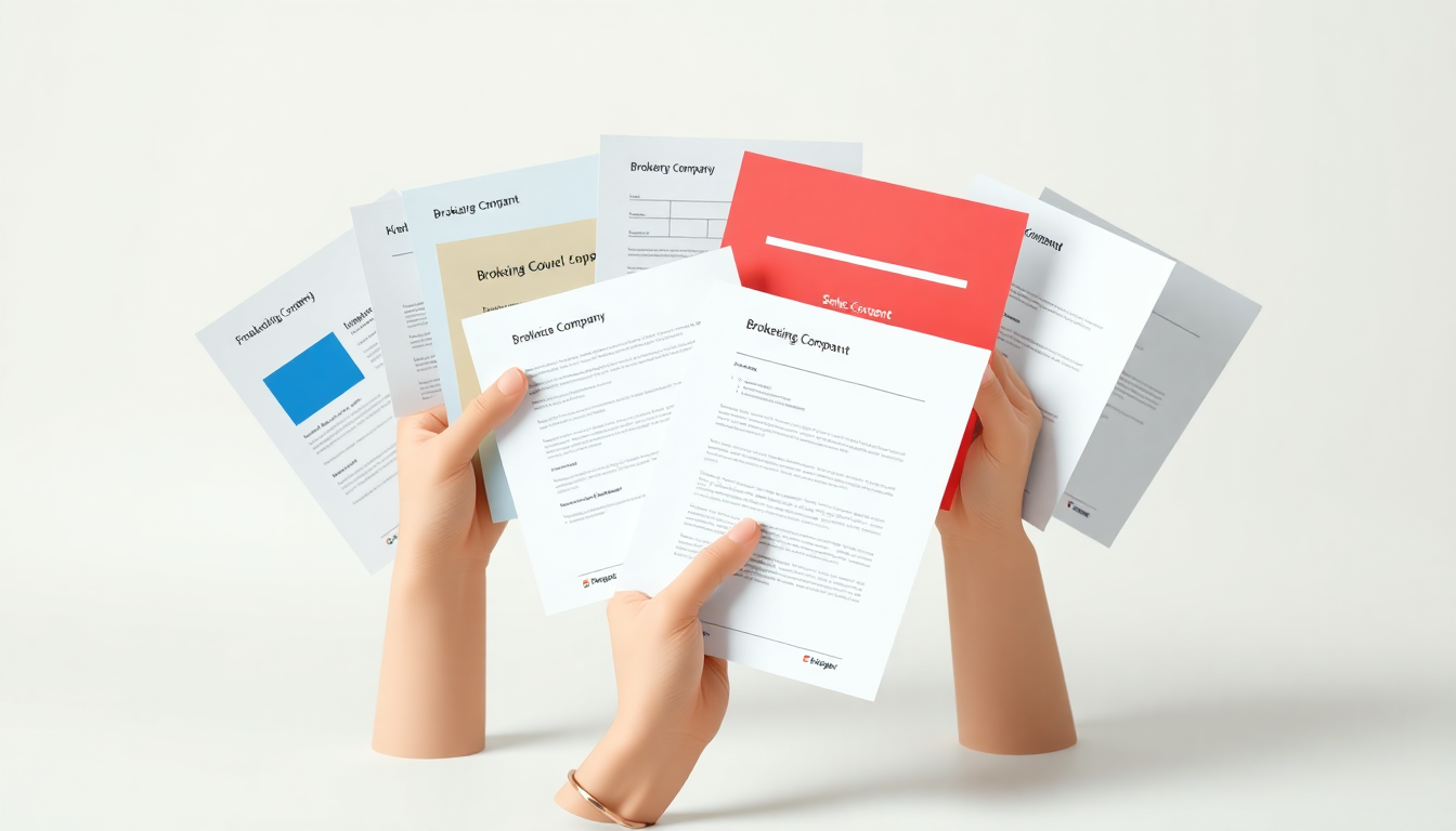 증권사별 양도소득세 신고 대행 서비스를 상징하는 여러 증권사 서비스 문서들을 손으로 들고 있는 3D 모델