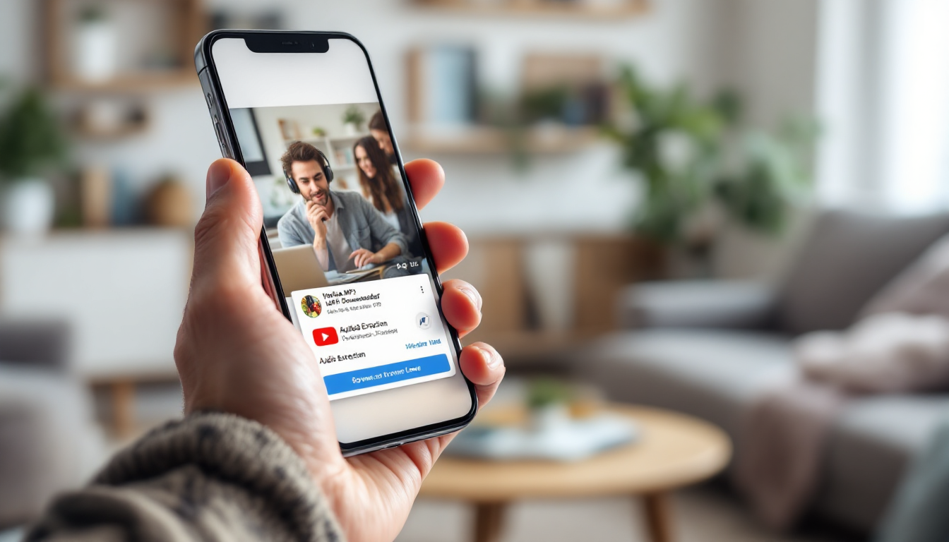 모바일 환경에서 유튜브 음원 추출 앱을 사용하는 모습의 사진