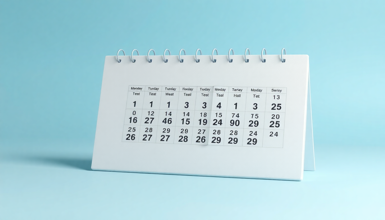 분기별 매칭지원금 지급 시기를 하이라이트한 현대적인 달력 페이지가 넘겨지는 부드러운 3D 클레이 렌더링 이미지