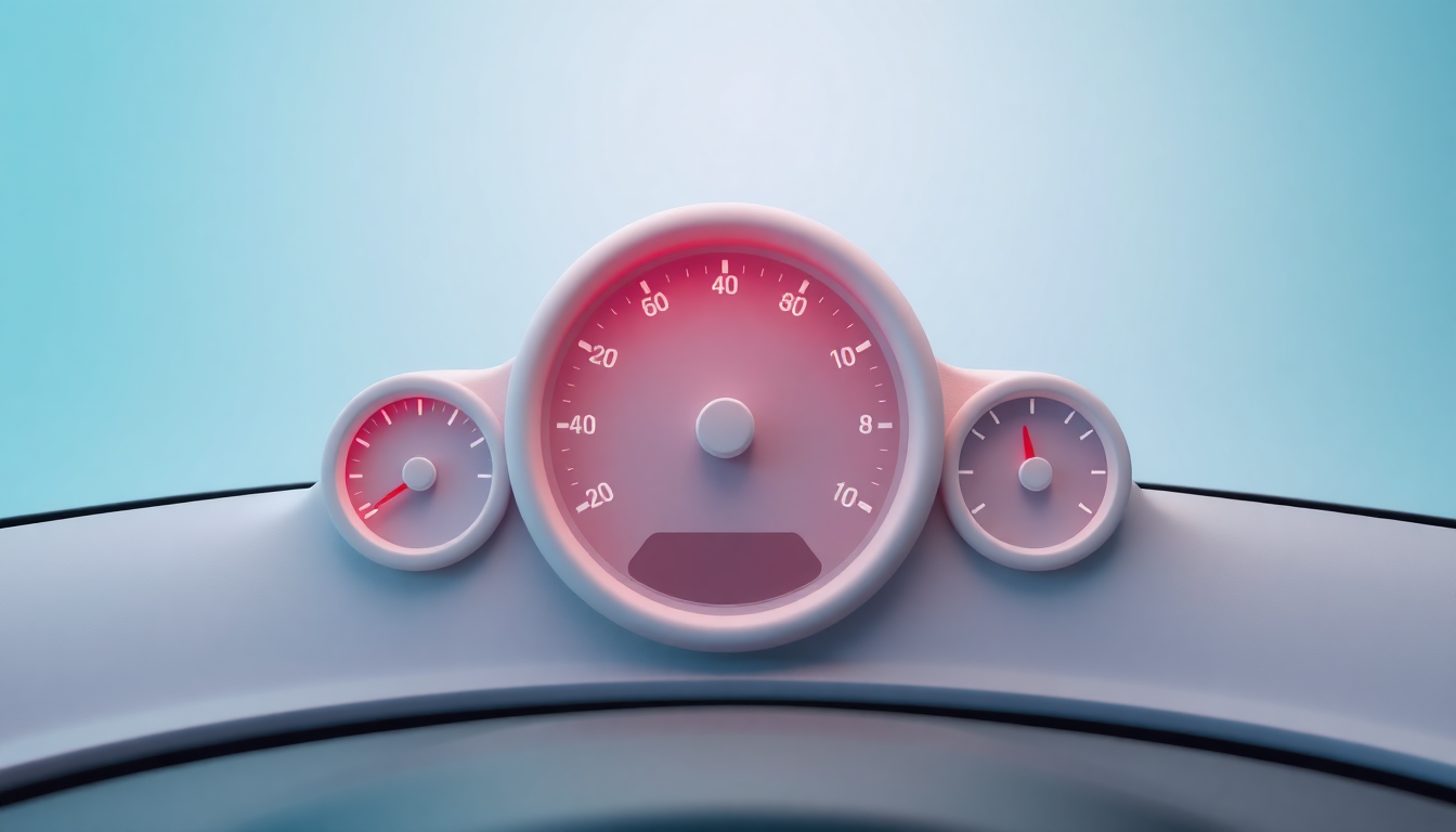 최근 6개월간 주행 기록과 감점 요소(과속, 급가속, 급감속)를 시각적으로 보여주는 운전 점수 대시보드와 계기판 클레이 모델 장면