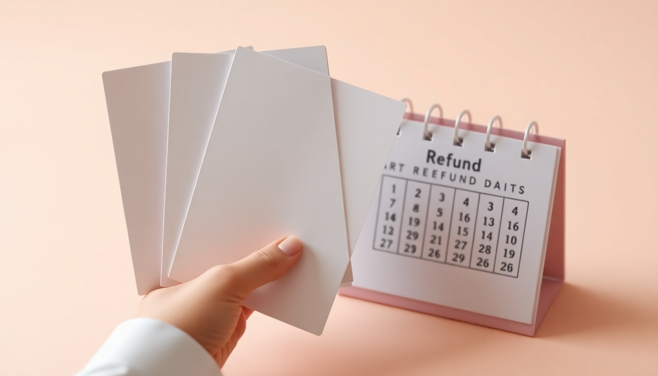 교사 공무원 환급일 특징을 연상시키는 3D 클레이 모델의 손과 공식 문서, 환급일을 표시한 디지털 달력을 표현한 이미지