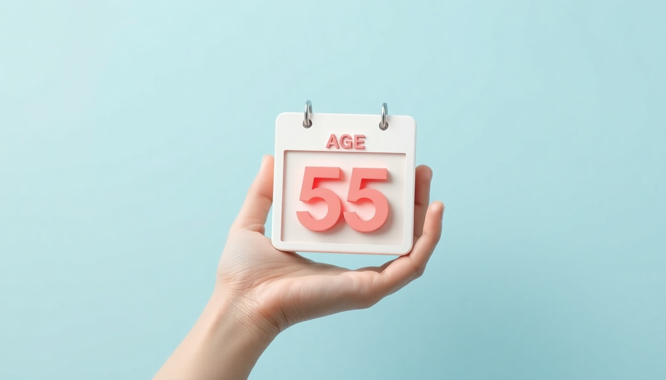 만 55세 이상이 되어야 IRP를 수령할 수 있는 조건을 상징하는, 3D 렌더링으로 표현된 달력 페이지를 손으로 들고 있는 이미지