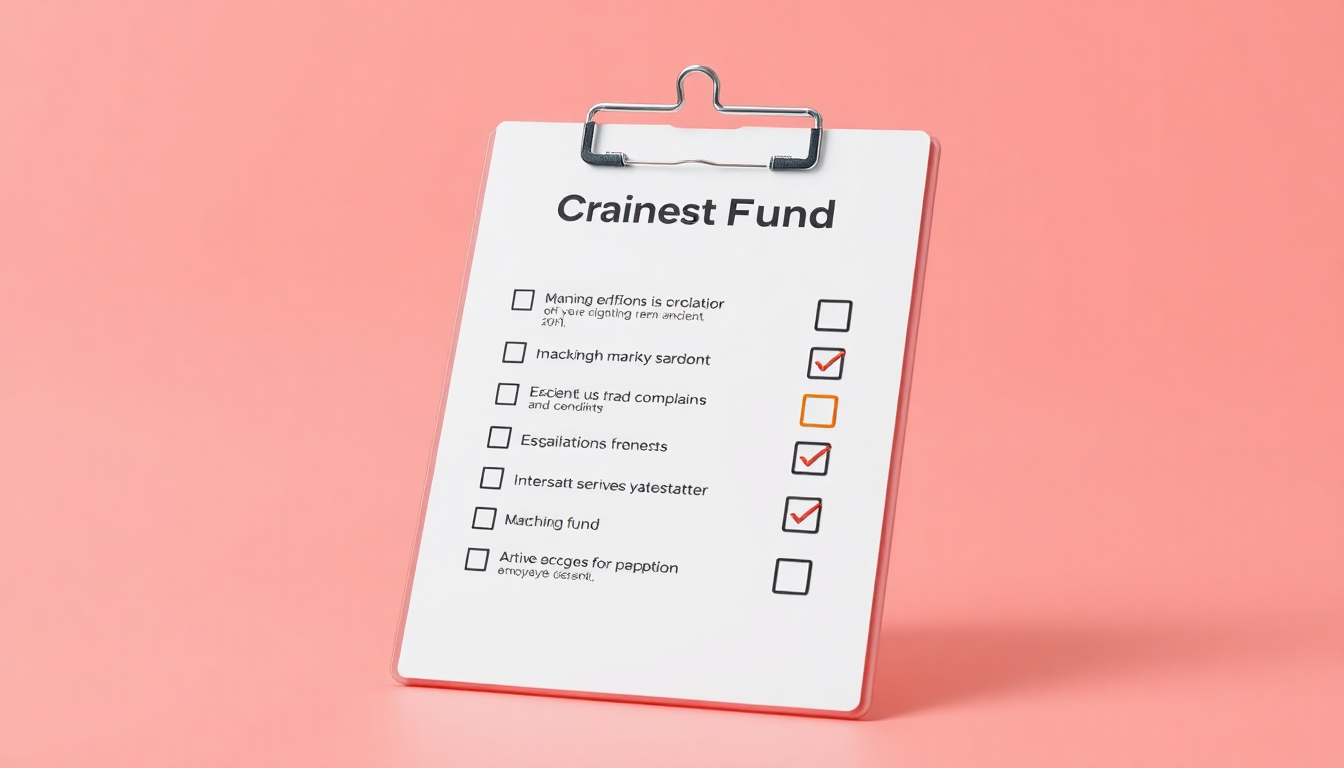 매칭지원금 지급의 필수 조건들을 확인하는 체크리스트 형태의 클레이 3D 렌더링 이미지