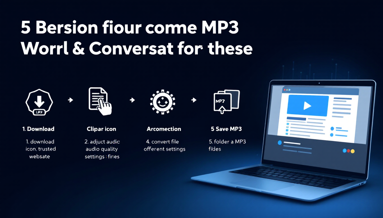 컴퓨터에서 유튜브 MP3 변환 프로그램 사용 절차를 단계별로 보여주는 이미지