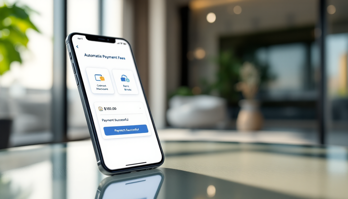 아파트 관리비 자동이체 설정을 스마트폰으로 확인하는 모습