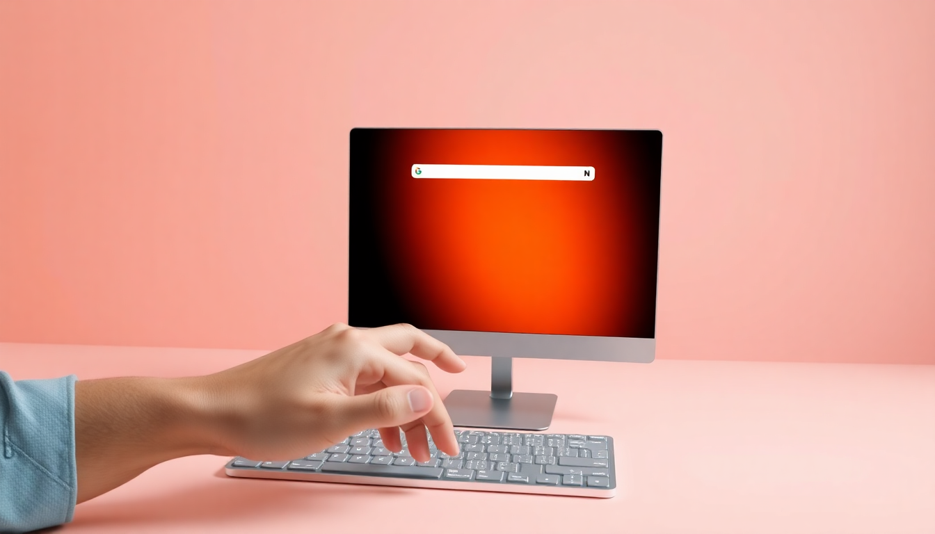 시크릿 모드 브라우저 창이 열리는 순간, 단축키를 누르려는 손과 함께 표현된 부드러운 3D 매트 플라스틱 질감의 미니멀리즘 이미지