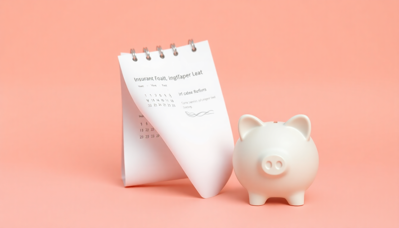 보험료 조정 시기와 소급 환급을 상징하는 달력과 돼지저금통 이미지를 클레이 질감으로 표현한 이미지