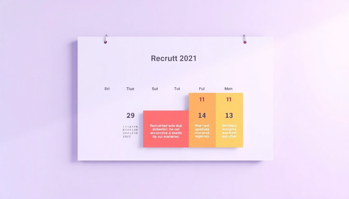 연간 모집 일정 가이드를 나타내는 연중 3~4회 모집 기간이 색으로 표시된 미니멀리스트 벽걸이 달력 이미지