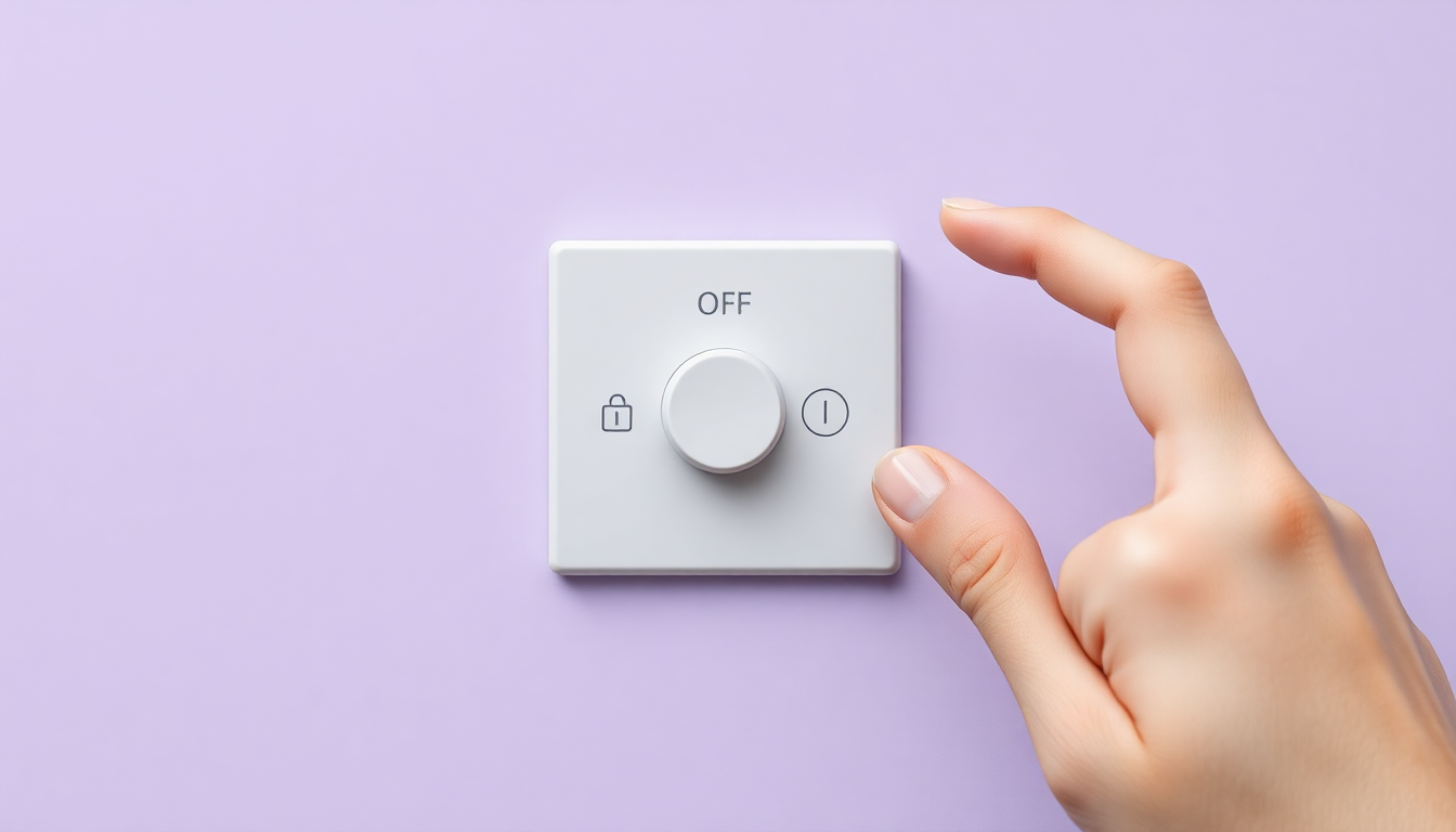 구글 활동 자동 삭제 및 기록 일시 중지 기능을 손가락으로 끄는 모습을 단색 배경과 매트 플라스틱 질감으로 표현한 현대적인 이미지