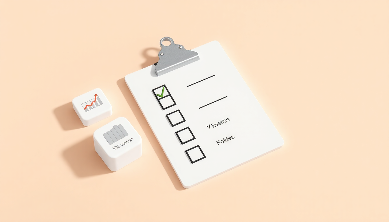 복구 프로그램 선택 기준 목록과 아이콘이 포함된 체크리스트를 표현한 구체적인 장면