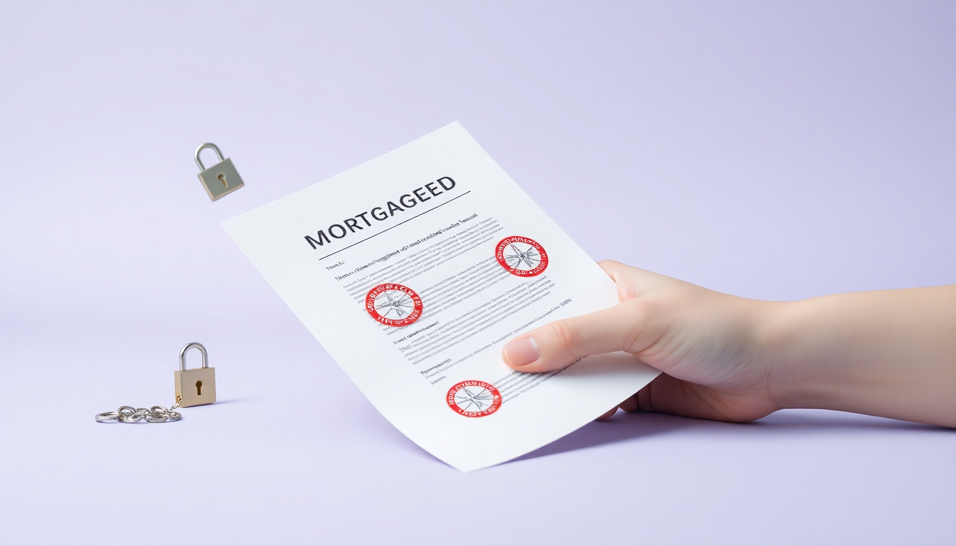 갑구 소유권 위험 신호 포착을 상징하는 서류와 제한 표시가 있는 손의 3D 부드러운 클레이 이미지