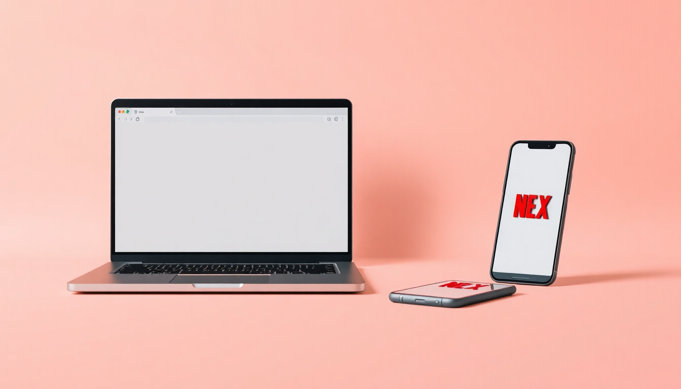 넥플릭스 결제 바로가기를 웹사이트 접속 장면으로 현대적인 3D 형식으로 표현한 이미지