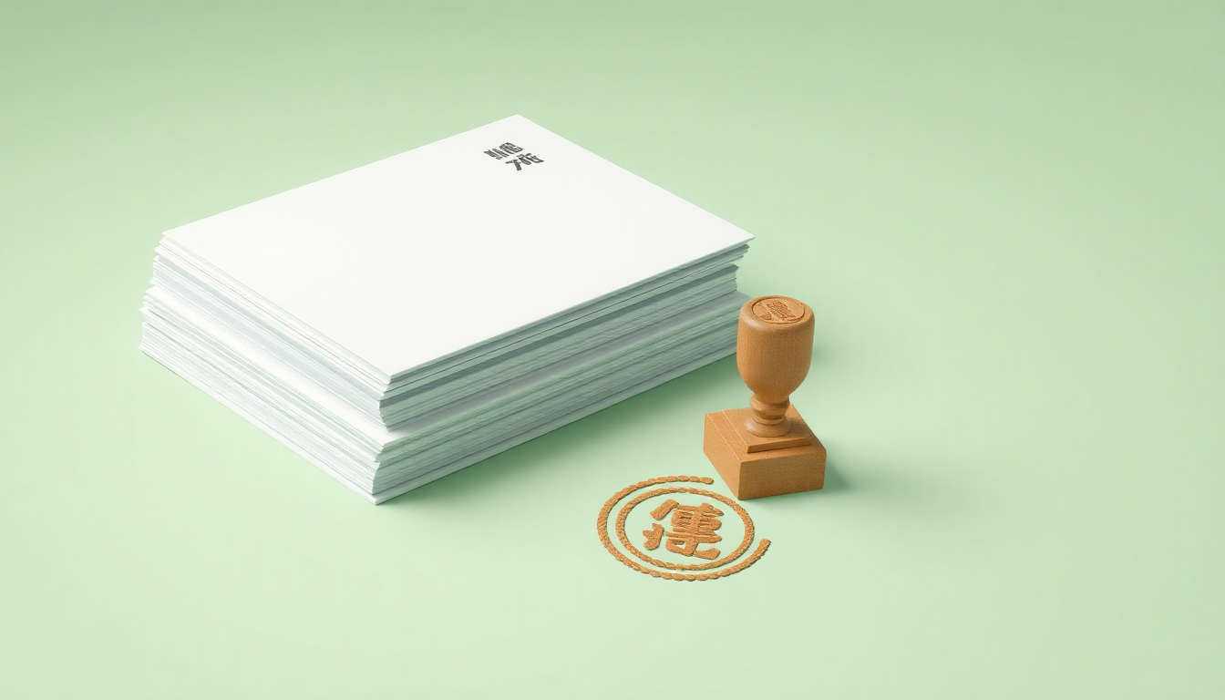 해촉증명서 발급과 필수 기재 항목들을 클레이 질감 문서와 도장으로 표현한 이미지