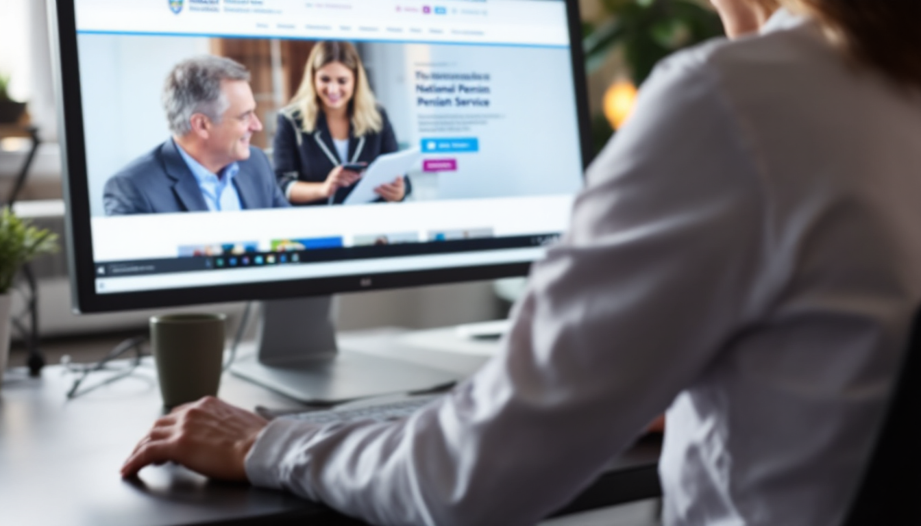 국민연금공단 공식 홈페이지에서 전자민원서비스 로그인 화면을 보는 모습