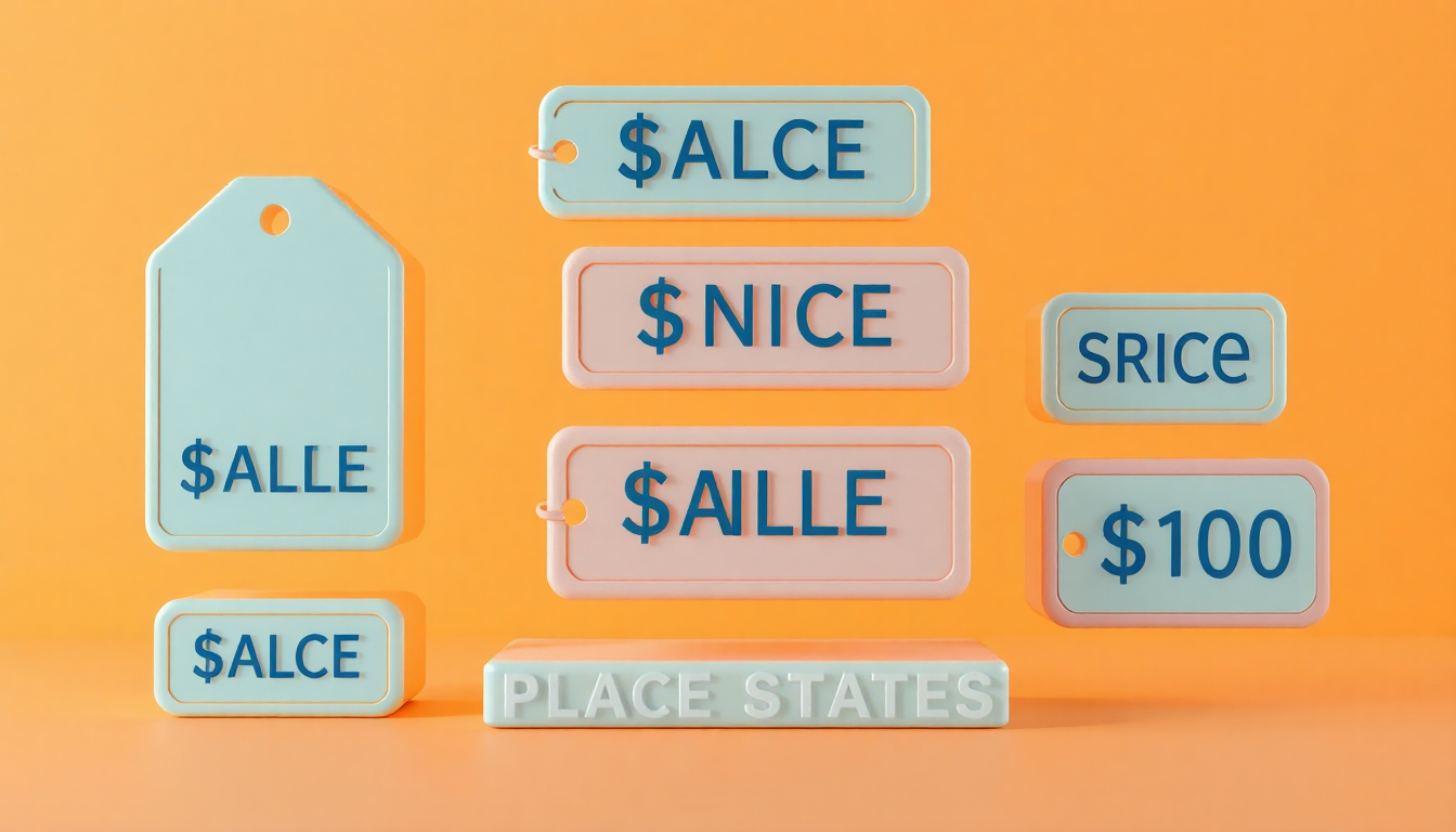 부동산 시가와 공시가격 등 가격 차이의 메타포를 표현한 다층 구조의 부드러운 파스텔 블록 일러스트