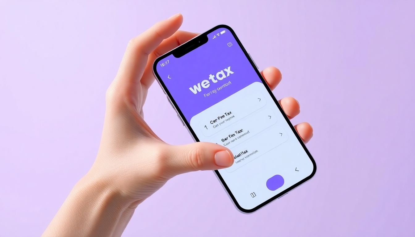 위택스 연납 신청 방법을 보여주는 스마트폰을 손에 든 모습을 부드러운 3D 렌더링으로 표현한 이미지