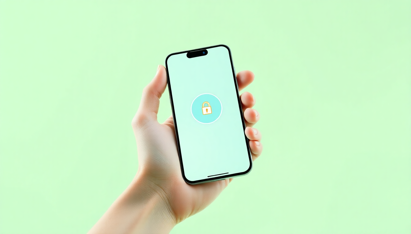 간편한 건강보험 자격득실 확인서 모바일 발급법을 보여주는 스마트폰을 들고 있는 손의 세련된 3D 이미지