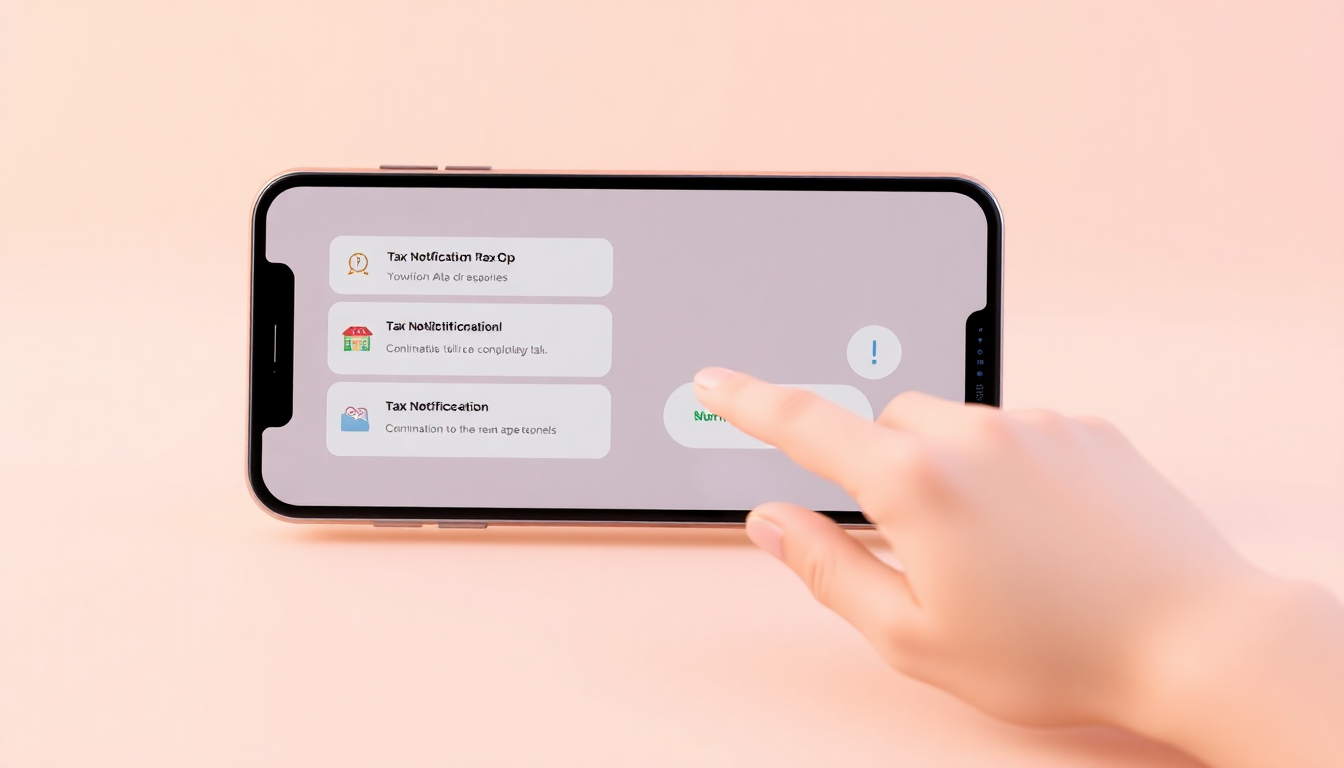 모두채움 대상자 확인 방법을 나타내는 스마트폰 앱 알림을 확인하고 조작하는 구체적인 장면