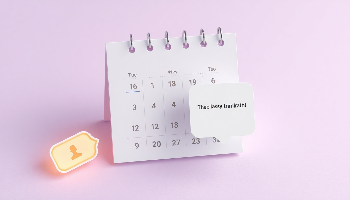 통보 기간 및 효력을 표현하기 위한 3개월 앞으로 넘어가는 달력 페이지와 알림 아이콘이 떠 있는 장면