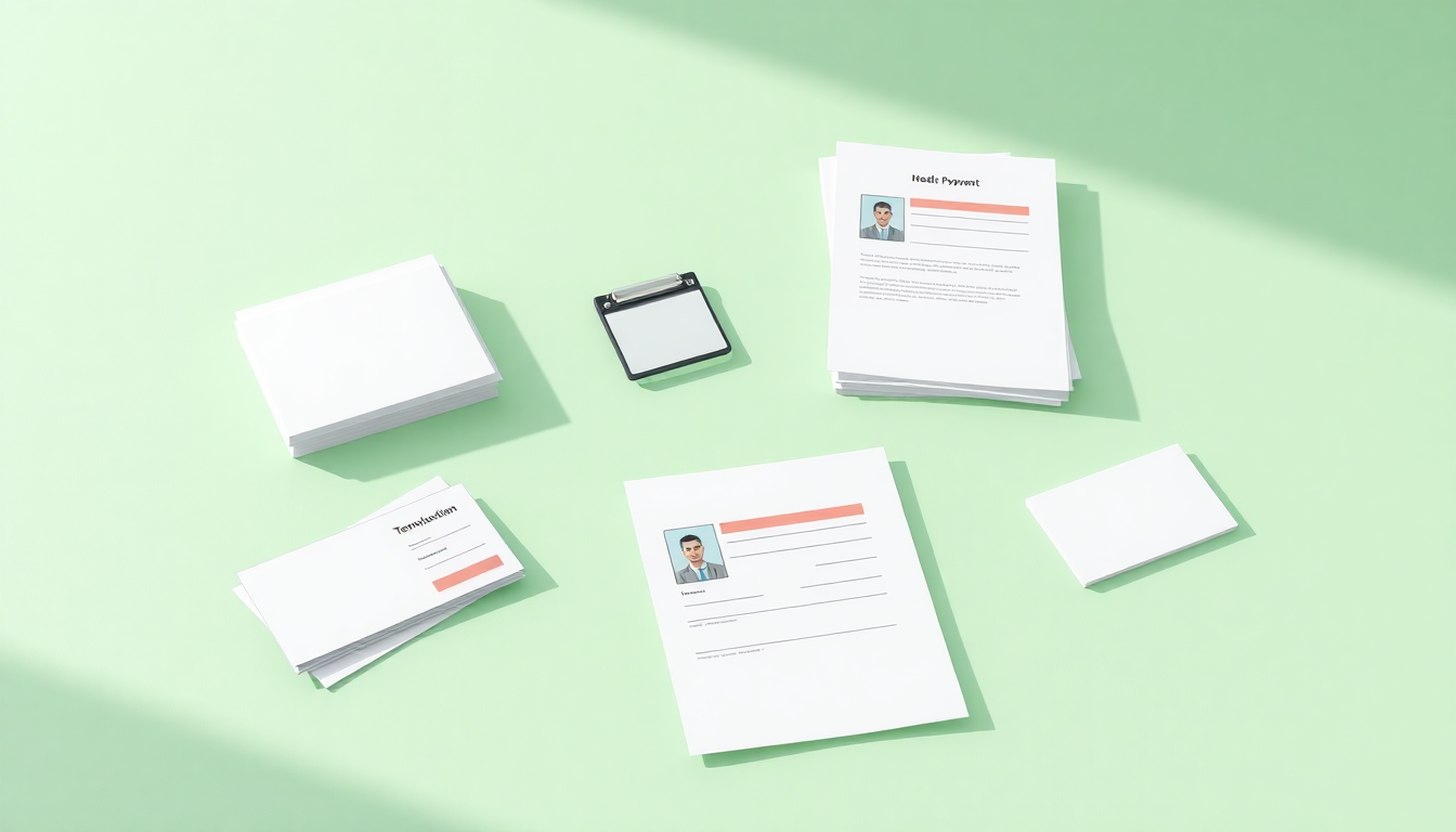 청약통장 해지 시 필요한 서류와 준비물을 정돈된 모습으로 표현한 미니멀한 부드러운 3D 이미지