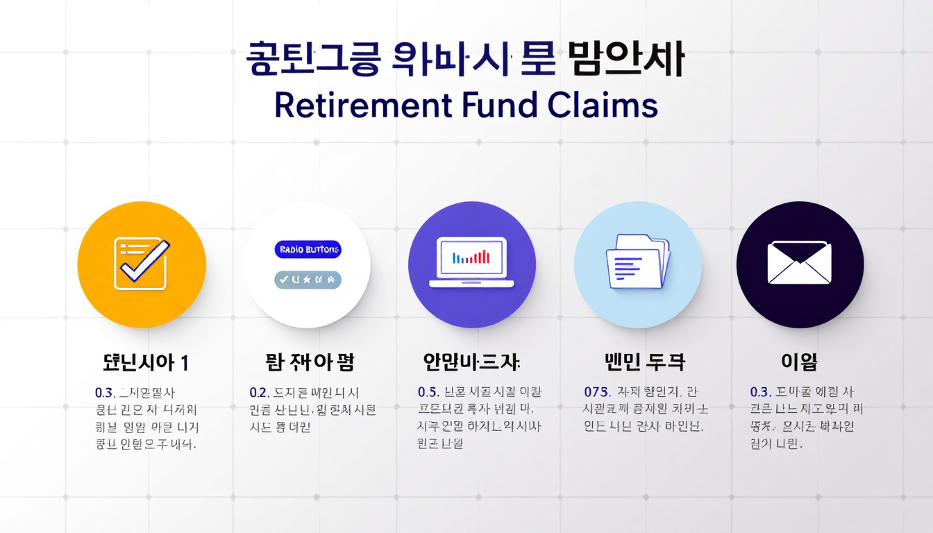 퇴직공제금 5단계 신청 절차를 아이콘과 함께 보여주는 인포그래픽