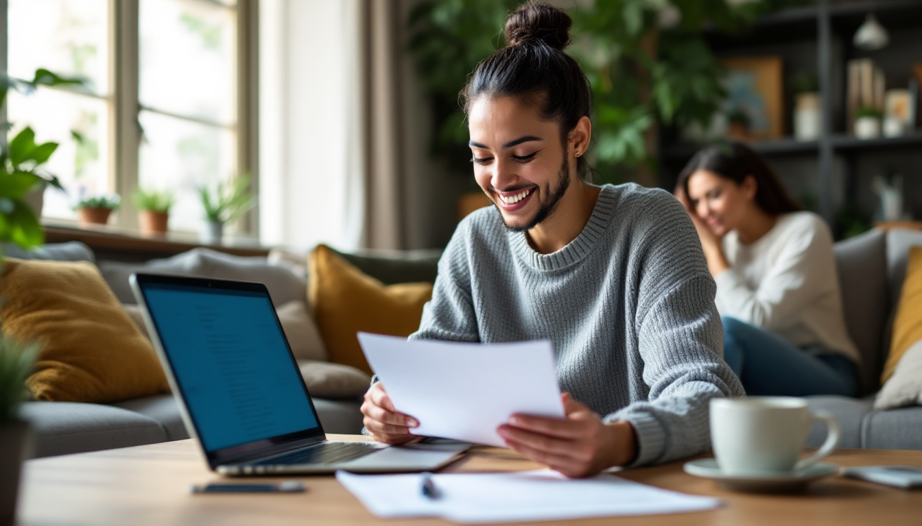 퇴사자가 연말정산 환급금을 확인하는 모습을 보여주는 이미지