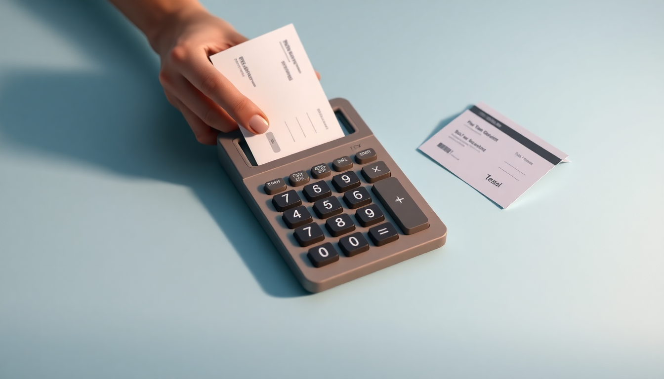 2024년 연말정산 절세 핵심 전략을 반영한 세금 공제 항목을 선택하는 신용카드와 서류를 들고 있는 손의 3D 클레이 모형 이미지